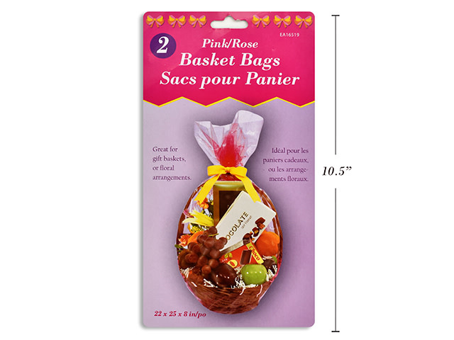 2pk Pink Coloured Basket Bags