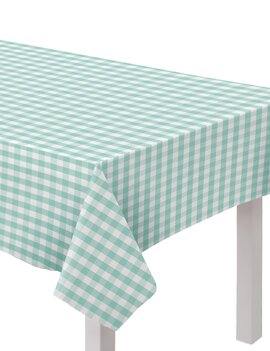 Teal Gingham Fabric Table Cover