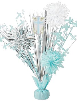 Communion Tinsel Burst Centerpiece - Blue