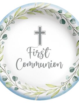 My First Communion 10" Round Plates - Blue -20ct