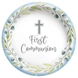 My First Communion 6 3/4" Round Plates - Blue -20ct