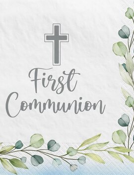 My First Communion Beverage Napkins -Blue -40ct