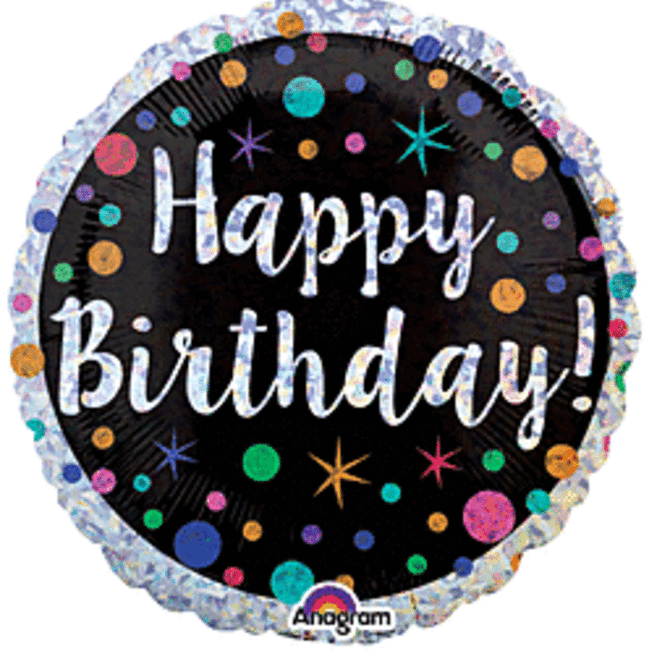 17" Polka Dot Birthday Holographic Balloon