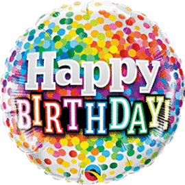 18" Birthday Rainbow Confetti Balloon