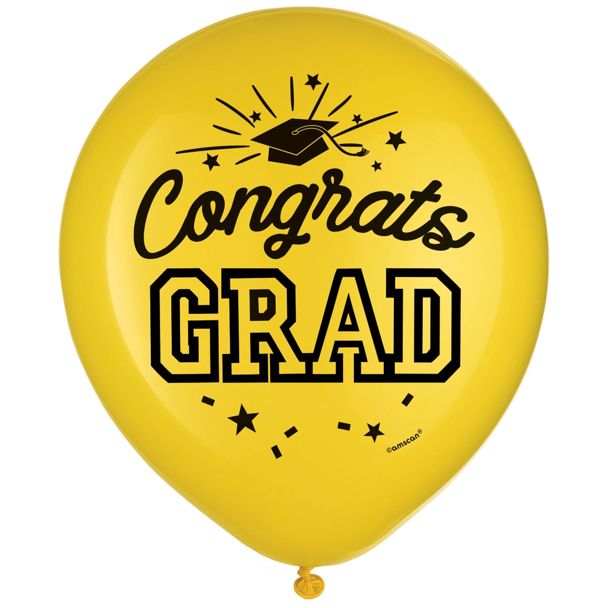 Grad 12" Latex Balloons - Yellow, 15ct
