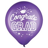 Grad 12"  Latex Balloons - Purple, 15ct