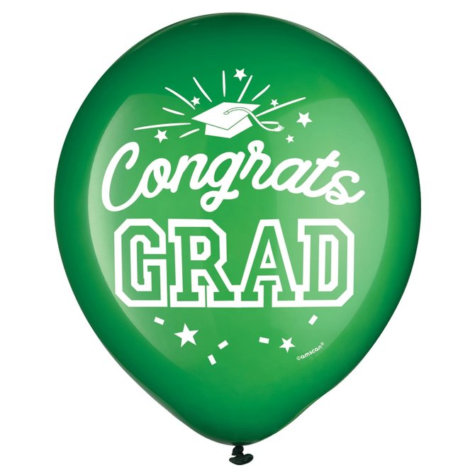 Grad 12" Latex Balloons - Green 15ct
