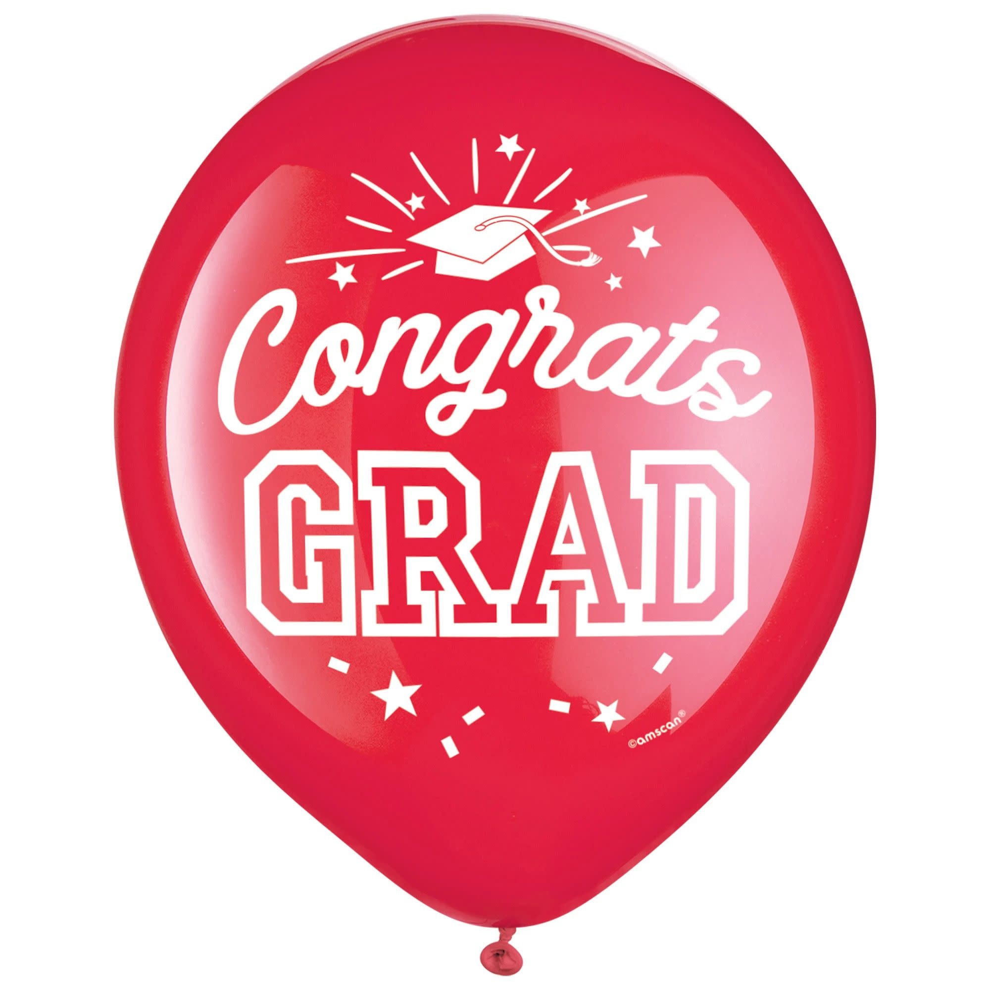 Grad 12" Latex Balloons - Red 15ct