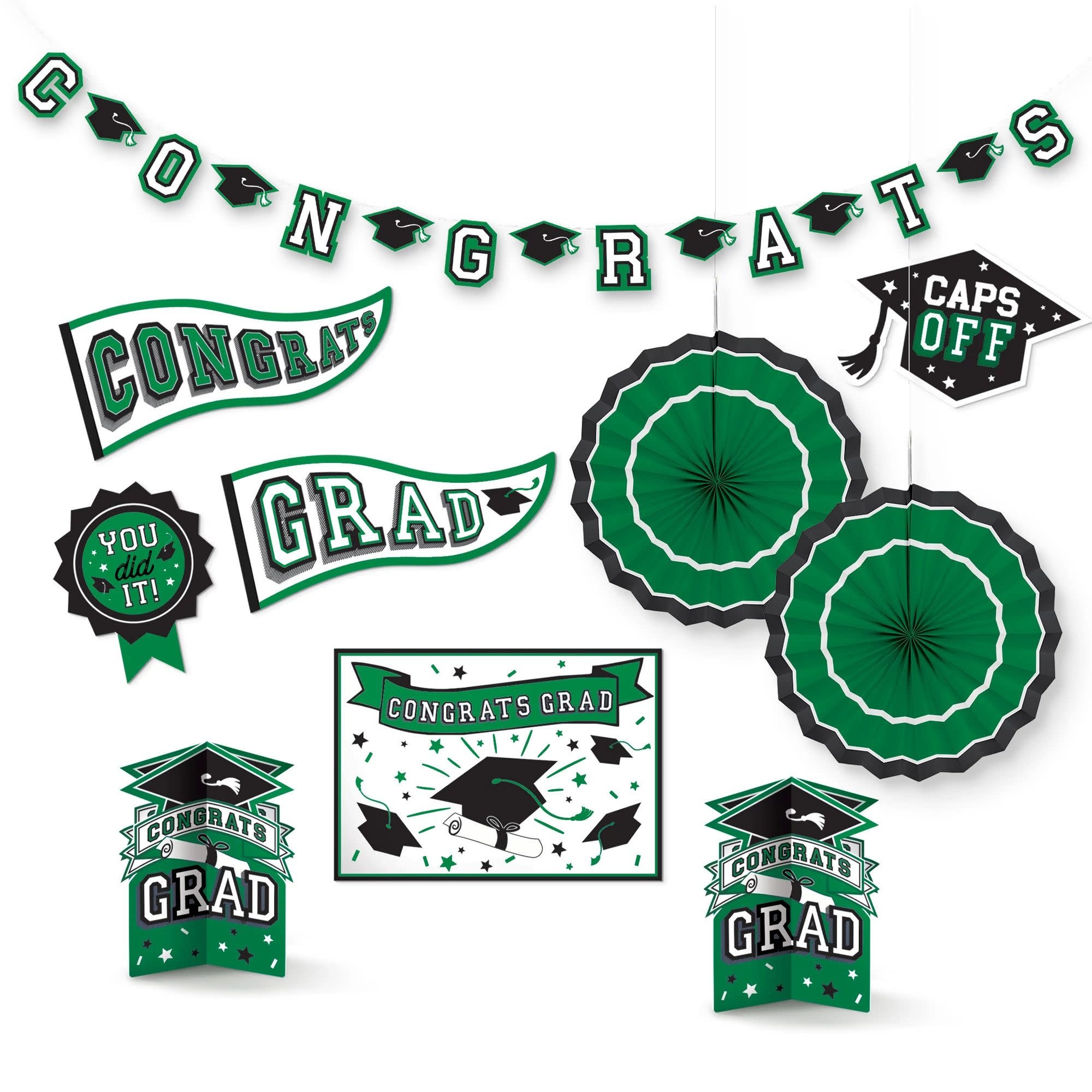 Grad Room Decorating Kit - Green 10pc