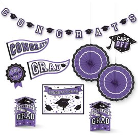 Grad Room Decorating Kit - Purple 10pc