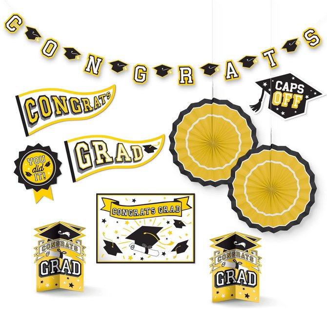 Grad Room Decorating Kit ‑ Yellow 10pc
