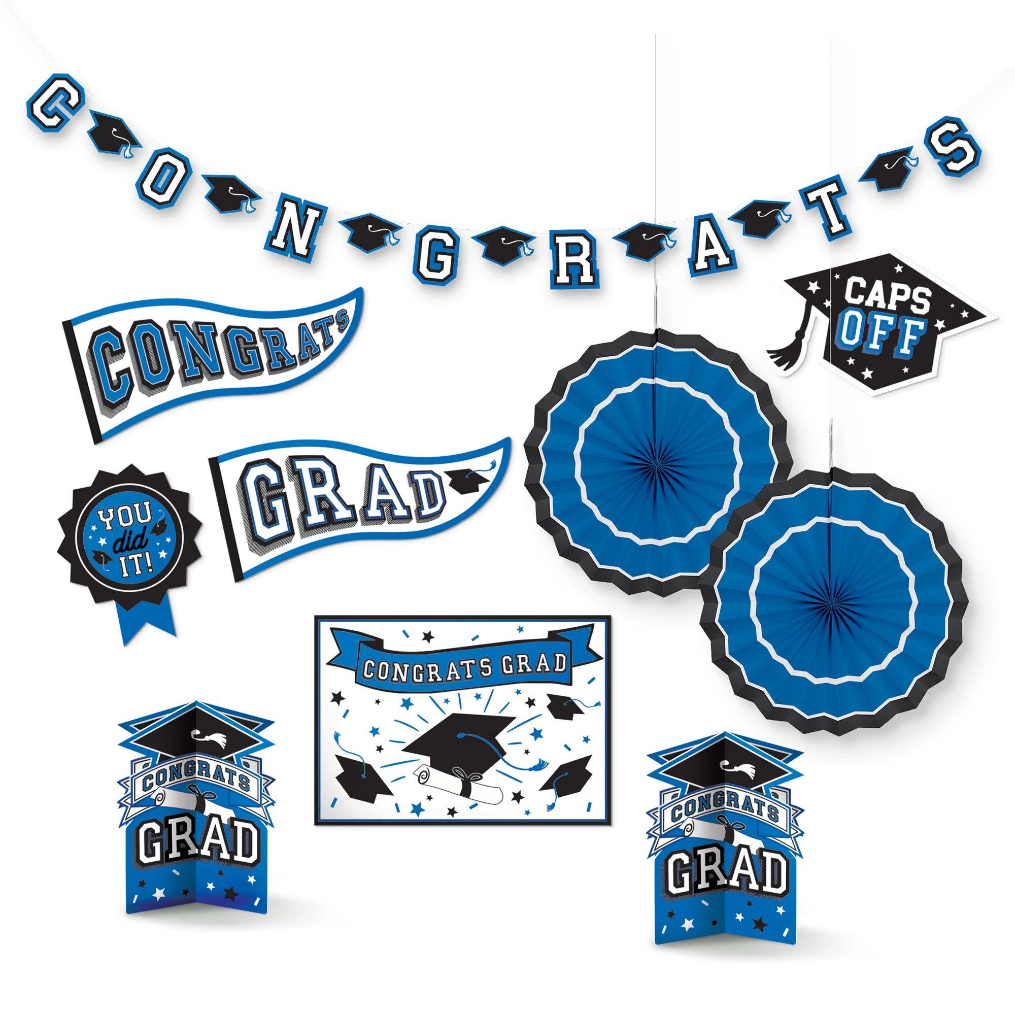 Grad Room Decorating Kit - Blue 10pc