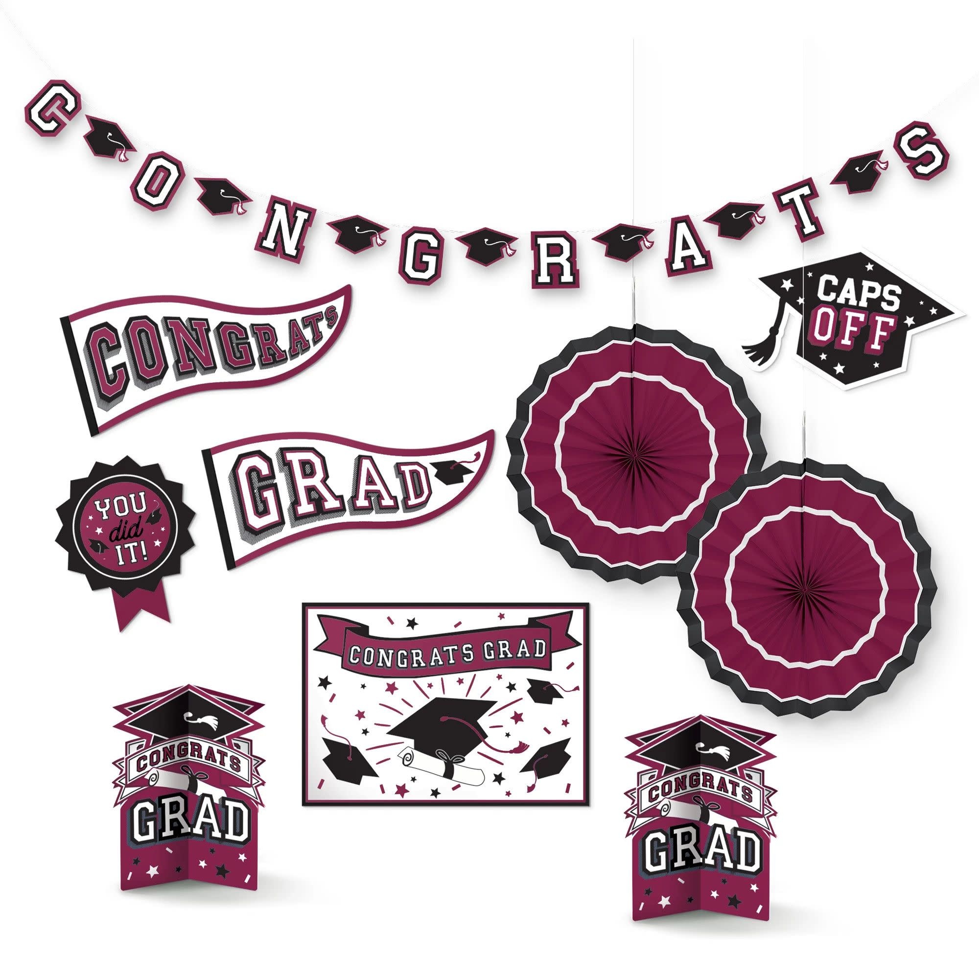 Grad Room Decorating Kit- Berry 10pc