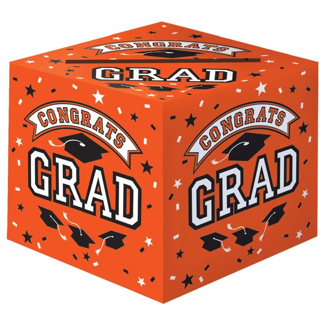Orange Graduation Card Holder Box - Congrats Grad