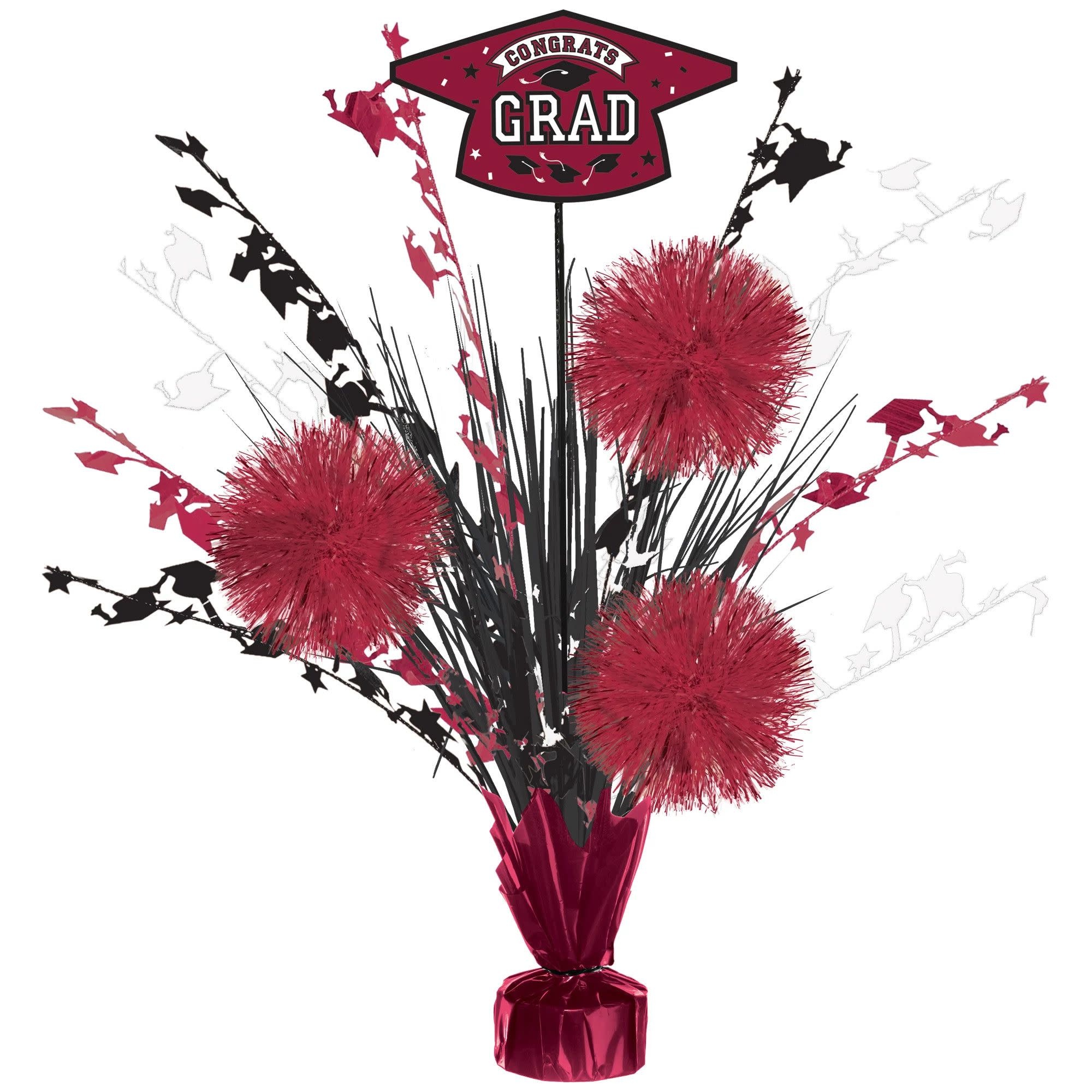 Grad Tinsel Burst Centerpiece -  Berry