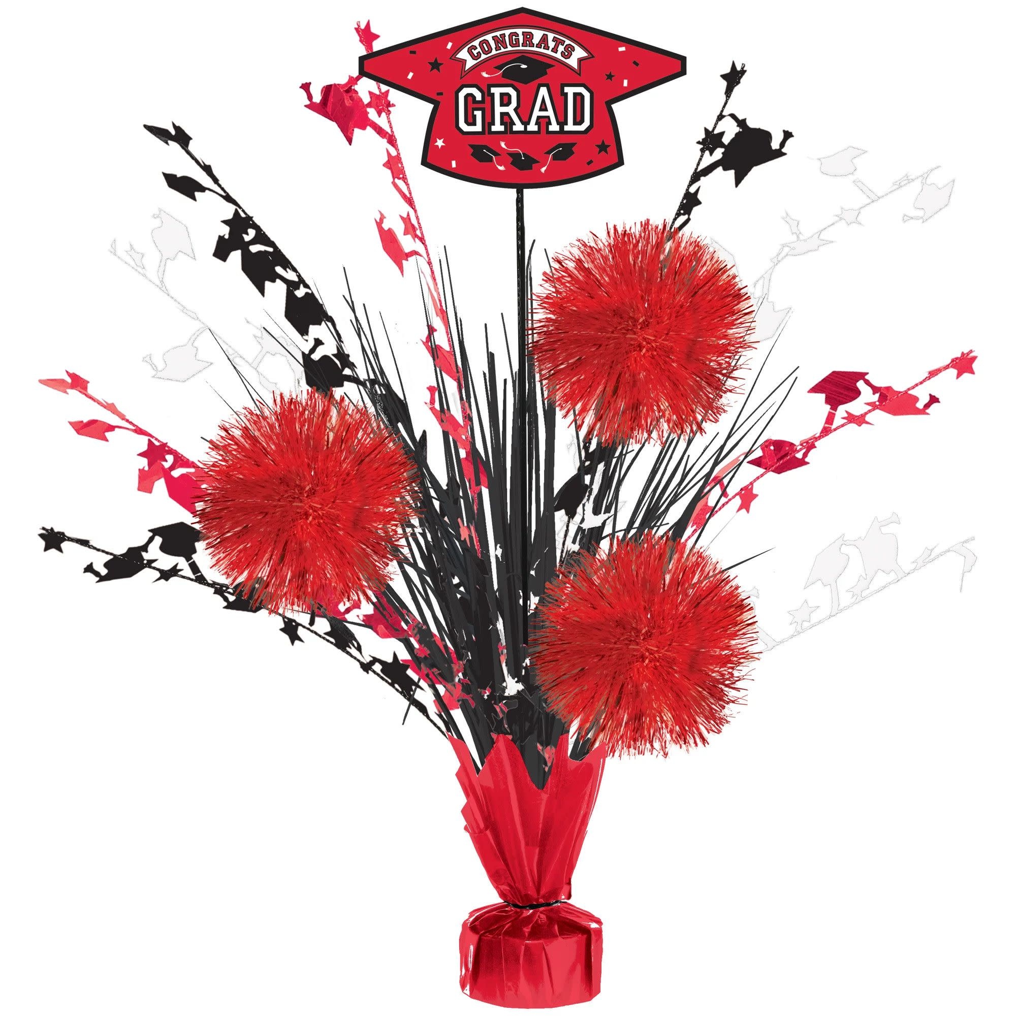 Grad Tinsel Burst Centerpiece - Red