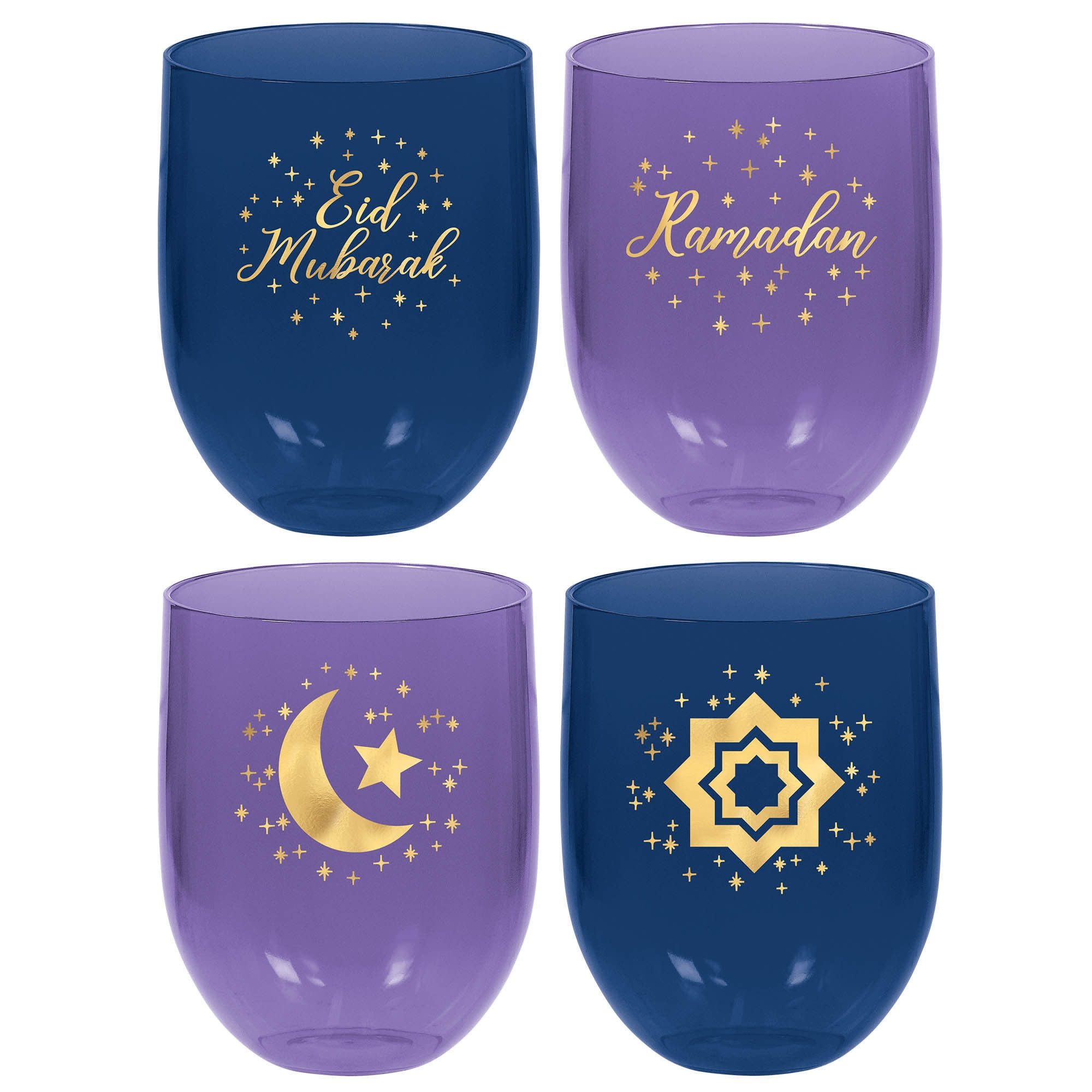 Eid Stemless Drinking Glasses -4ct