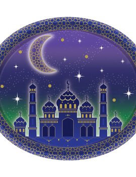 Eid Celebration Oval Paper Plates, 12" -8ct