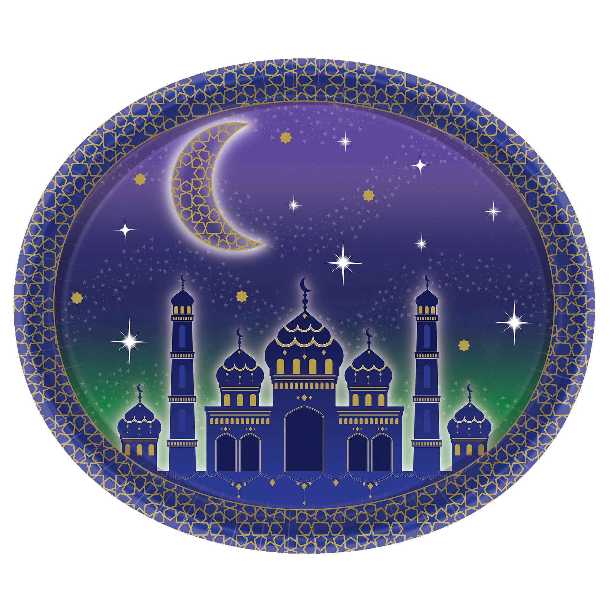 Eid Celebration Oval Paper Plates, 12" -8ct