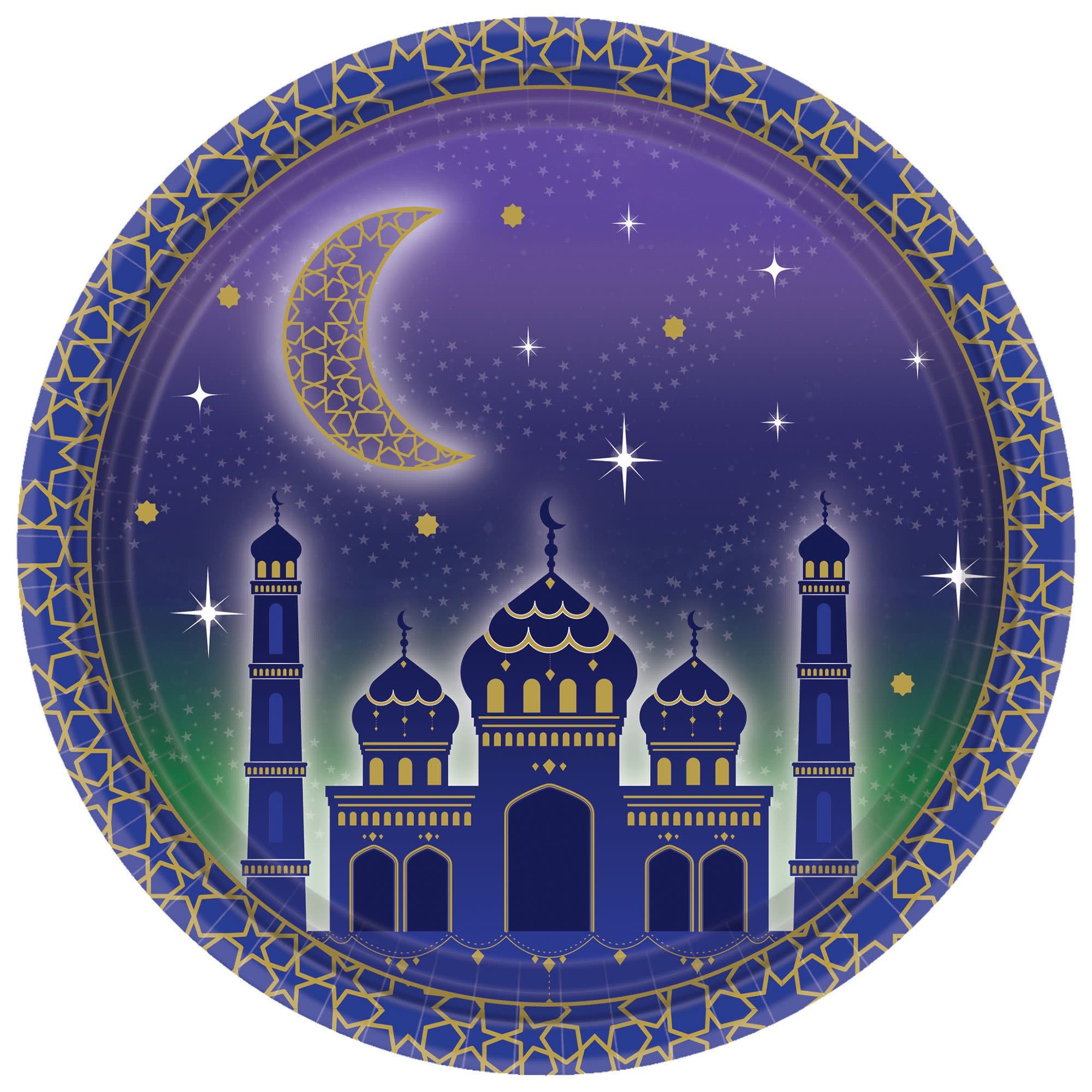 Eid Celebration Round Plates, 7" -8ct