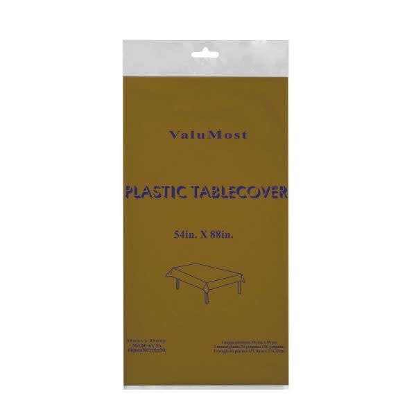 Gold Rectangular Plastic Table Cover, 54" x 108"