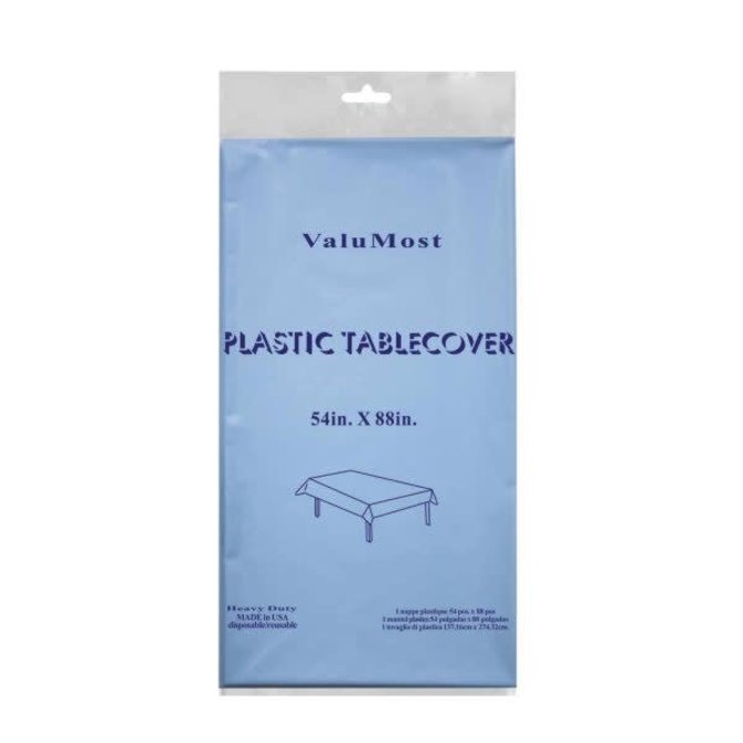 Pastel Blue Rectangular Plastic Table Cover, 54" x 108"