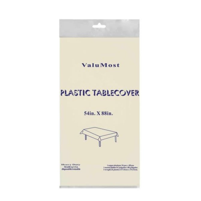 Vanilla Crème Rectangular Plastic Table Cover, 54" x 108"