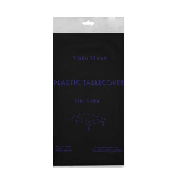 Jet Black Rectangular Plastic Table Cover, 54" x 108"