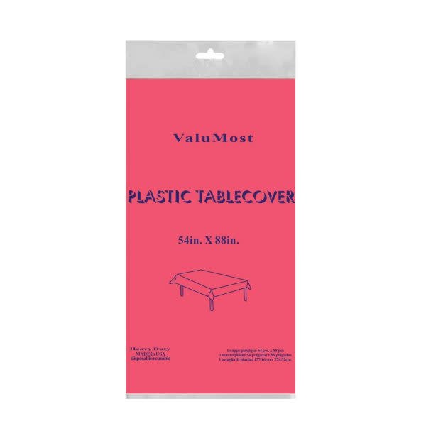 Bright Pink Rectangular Plastic Table Cover, 54" x 108"