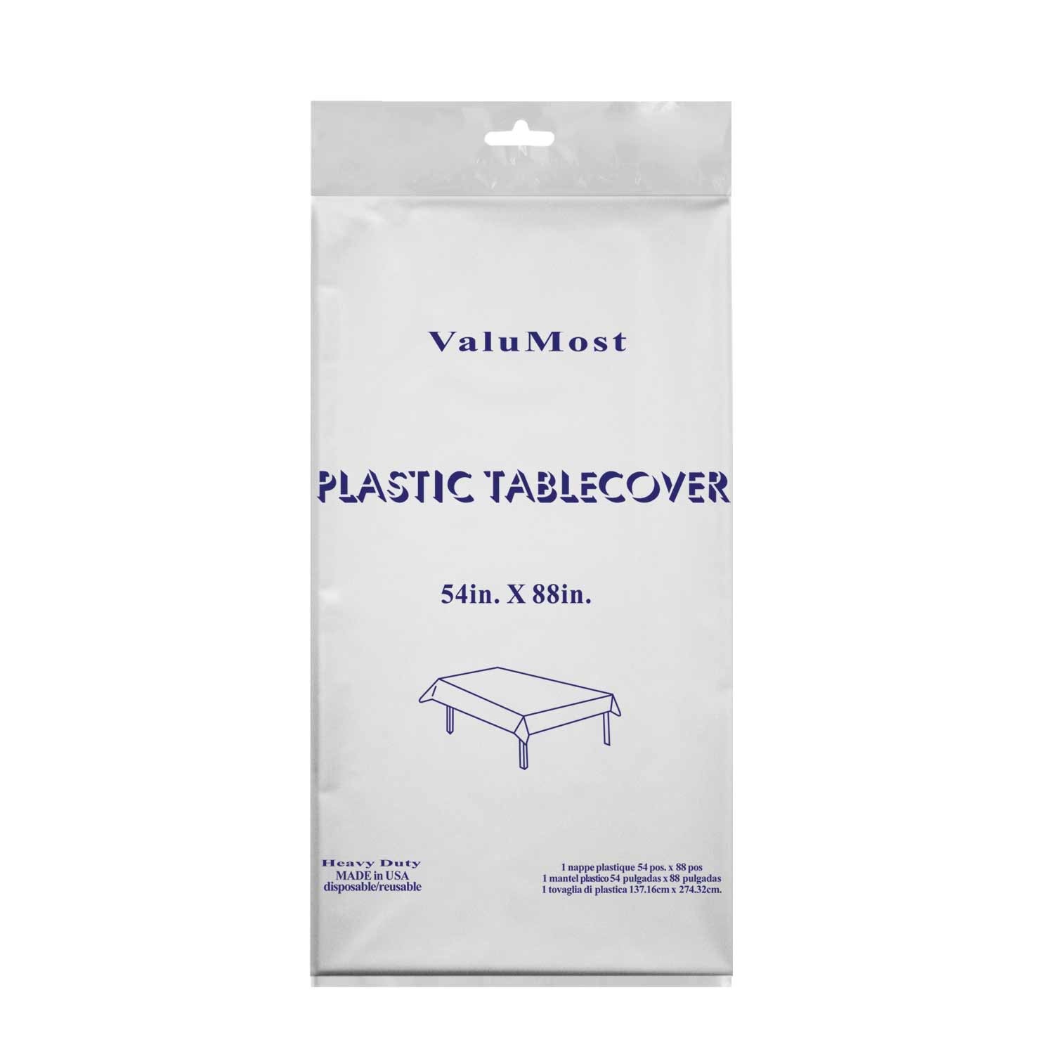 Frosty White Rectangular Plastic Table Cover, 54" x 108"