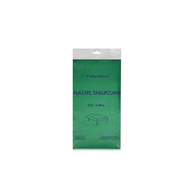 Festive Green Rectangular Plastic Table Cover, 54" x 108"