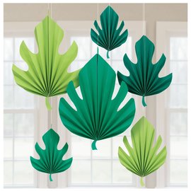 Palm Leaf Shaped Fan Decorations -6ct