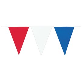 Red, White & Blue Plastic Small Outdoor Pennant Banner -25'