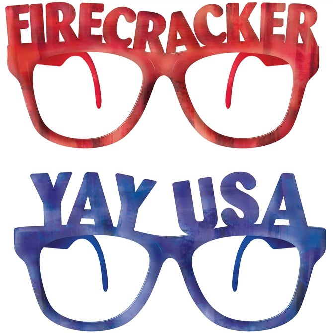 Patriotic Molded Words Glasses -6ct