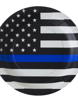 Police Thin Blue Line 9" Round Plate - 8ct