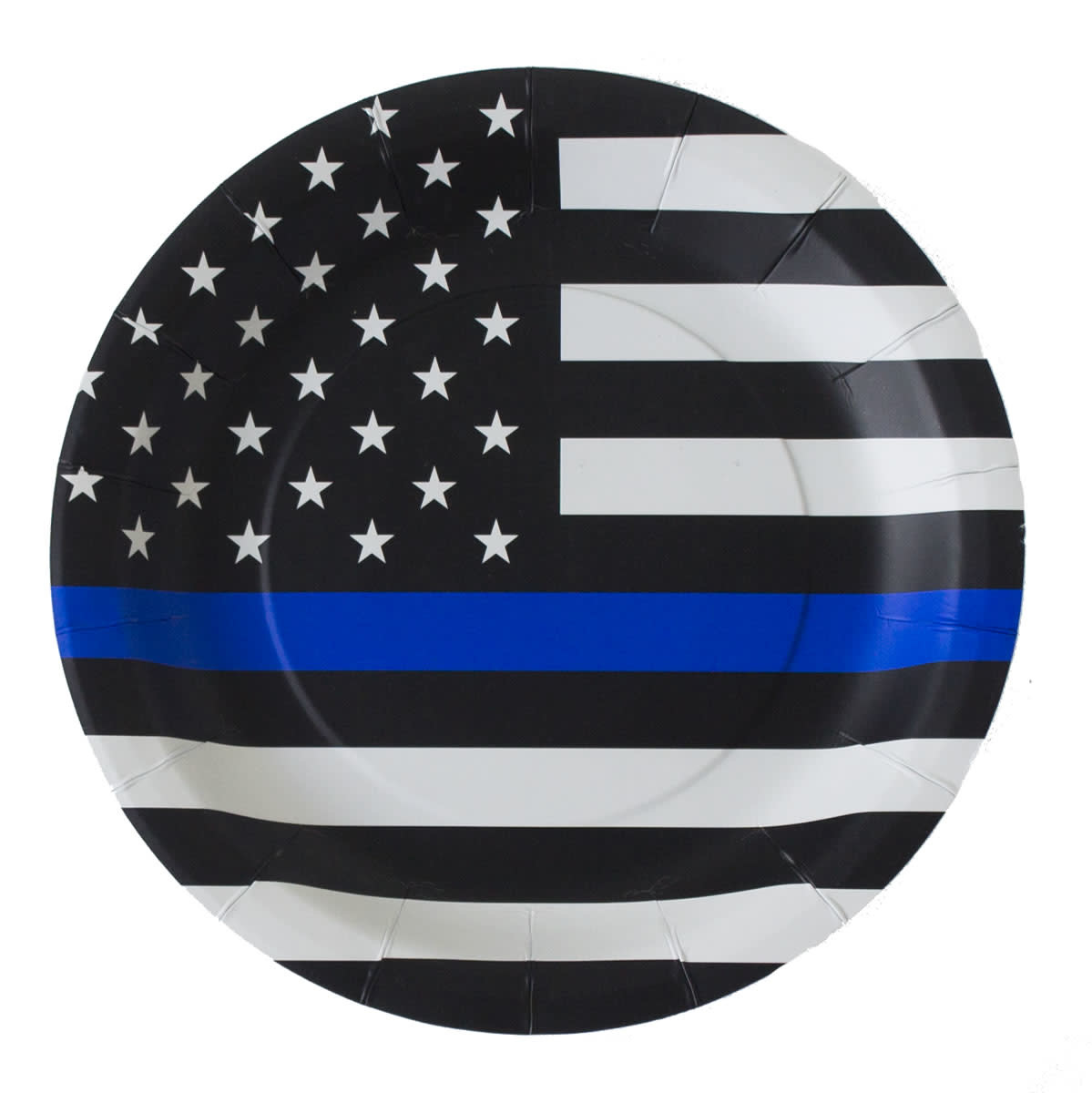 Police Thin Blue Line 9" Round Plate - 8ct