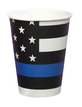 Police Thin Blue Line 12oz Paper Cups - 8ct