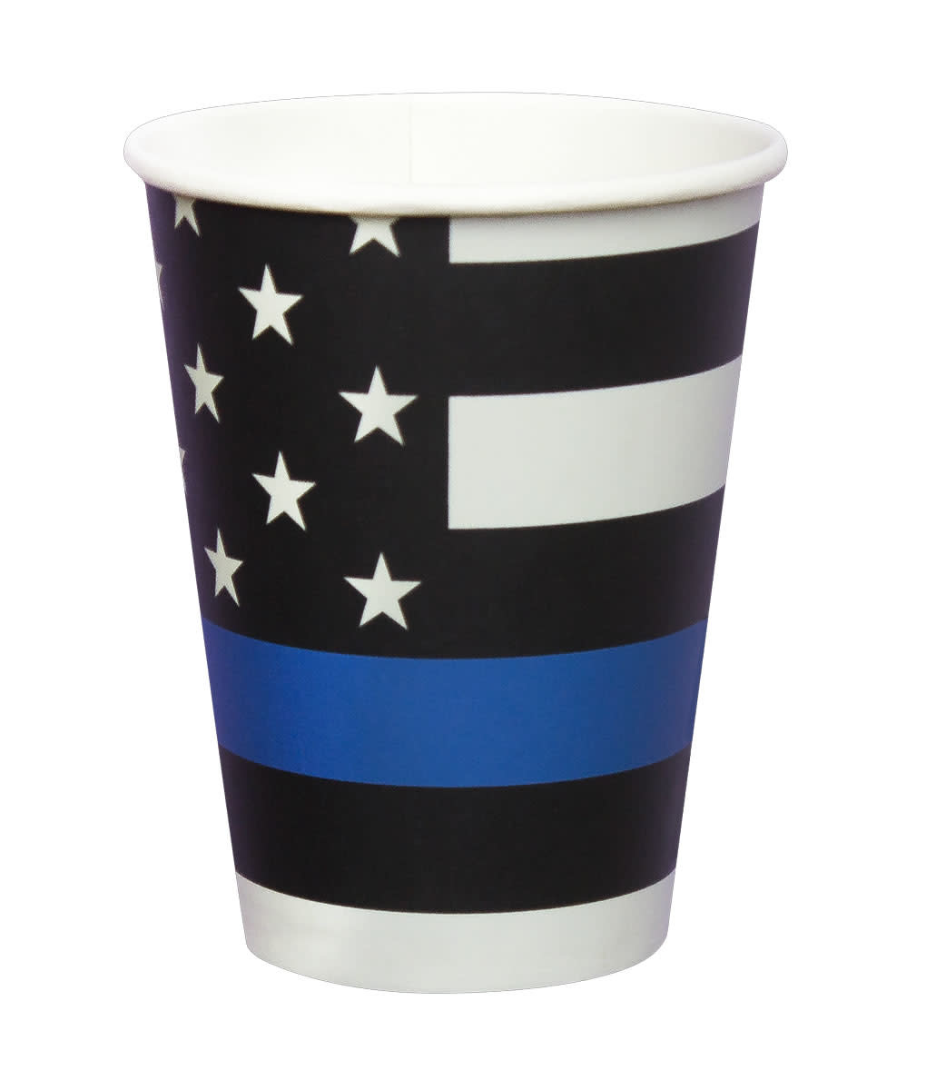 Police Thin Blue Line 12oz Paper Cups - 8ct