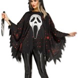 Glittering Ghost Face Poncho - One Size