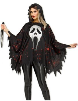 Glittering Ghost Face Poncho - One Size