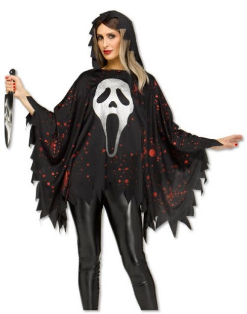 Glittering Ghost Face Poncho - One Size