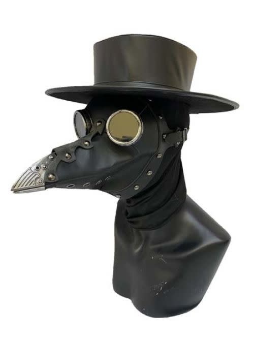 Black Plague Doctor Mask with Goggles