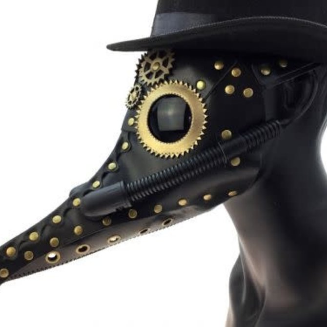 Plague Dr. Black & White Leather Mask 2/set Steampunk Themed