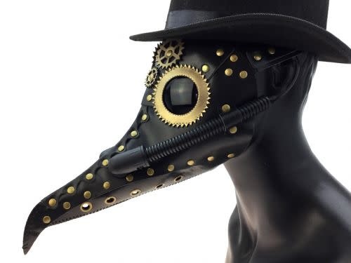 Plague Dr. Black & White Leather Mask 2/set Steampunk Themed