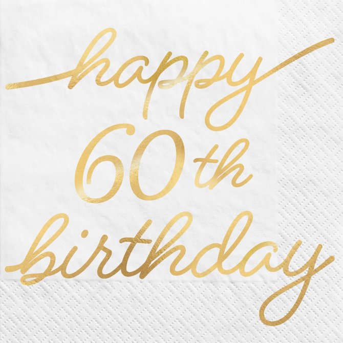 Golden Age Birthday 60th Beverage Napkins -16ct