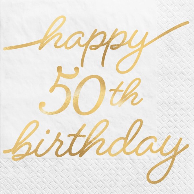 Golden Age Birthday 50th Beverage Napkins -16ct