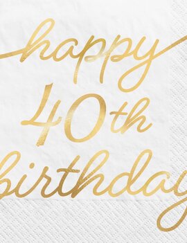 Golden Age Birthday 40th Beverage Napkins -16ct
