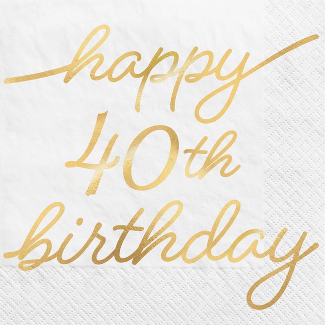 Golden Age Birthday 40th Beverage Napkins -16ct
