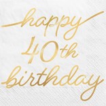 Golden Age Birthday 40th Beverage Napkins -16ct
