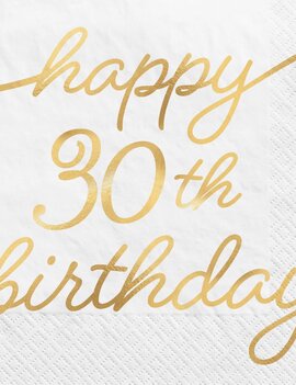 Golden Age Birthday 30th Beverage Napkins -16ct